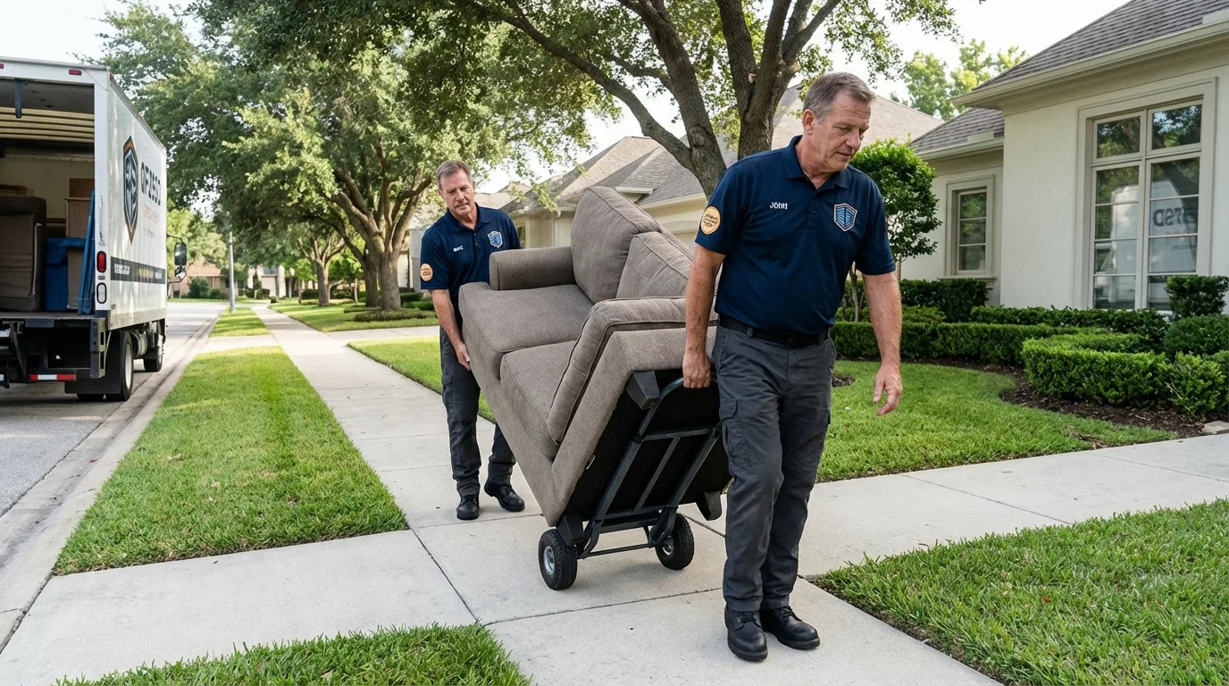 Local residential moving crew loading furniture in West Chester, PA